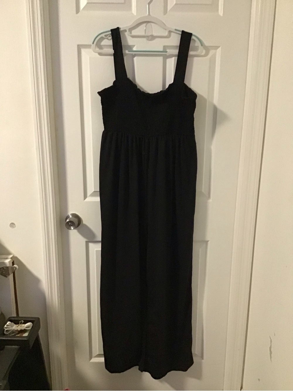 NWOT! Black Smocked Wide-Strap Jumpsuit